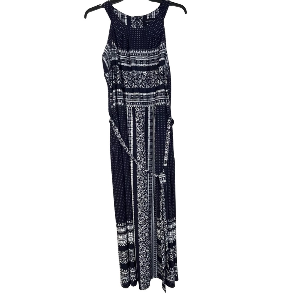 Lane Bryant Navy and‎ White Maxi Dress with Belt and Pockets Women's Plus 22/24